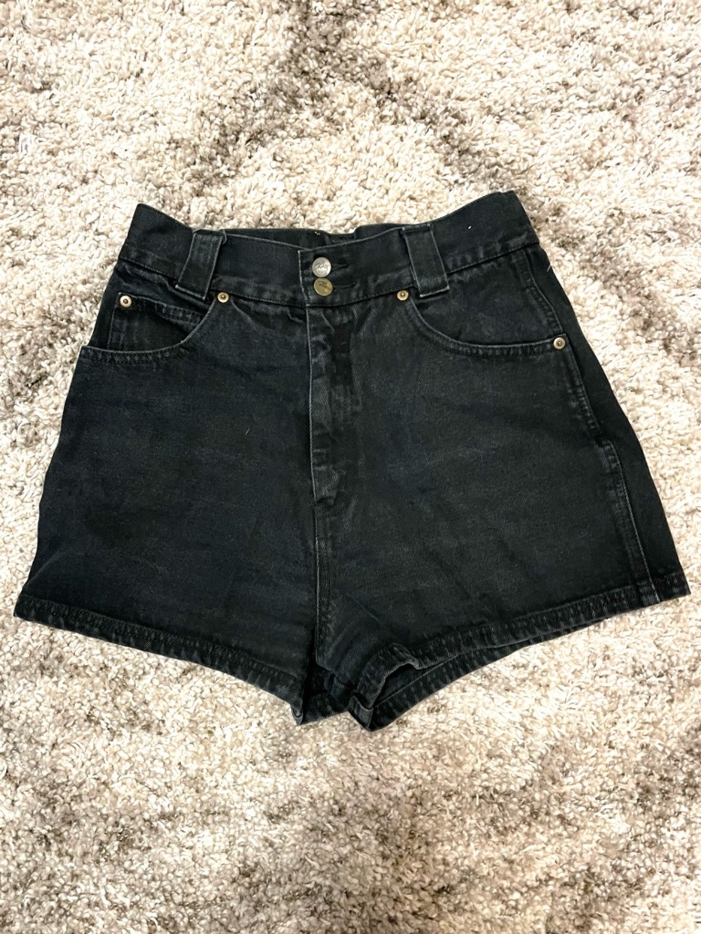 Vintage Originals Chazz Black Denim Shorts High Waisted Size 13 100% Cotton 90s‎